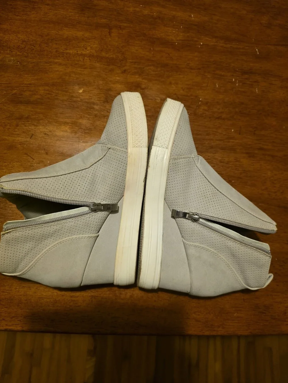 CCOCCI Light Gray Perforated Wedge Sneaker Booties